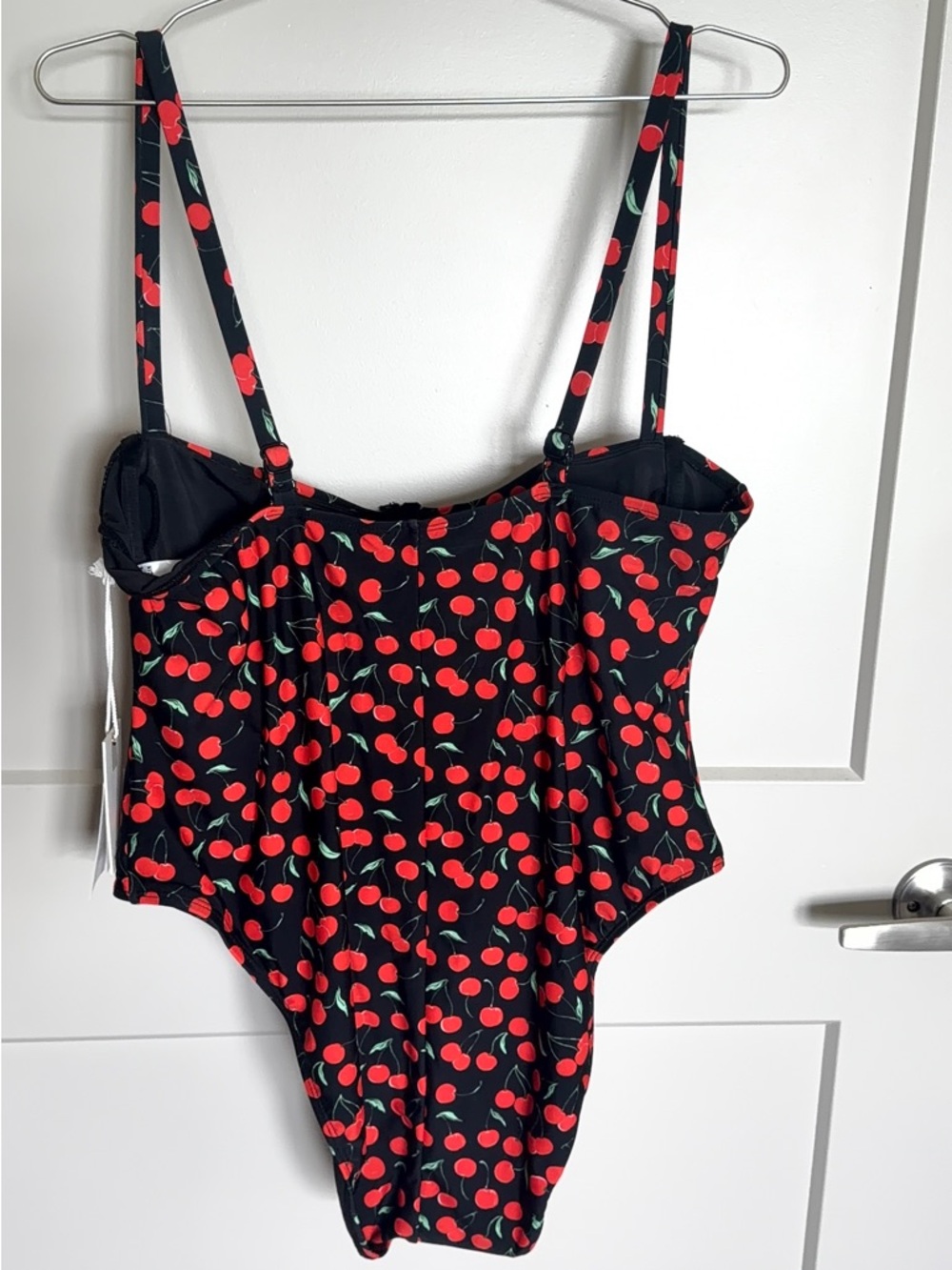 Good American Cherry-Print One-Piece Swimsuit - Black and Red